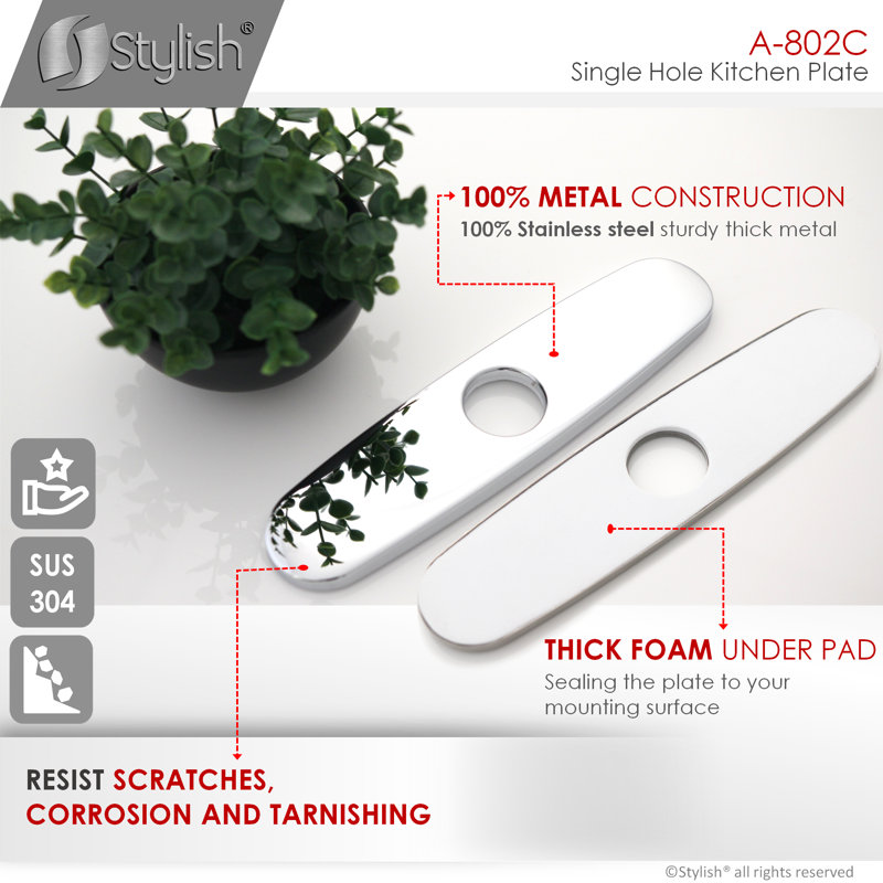 Stylish Kitchen Sink Faucet Hole Cover Deck Plate Escutcheon & Reviews